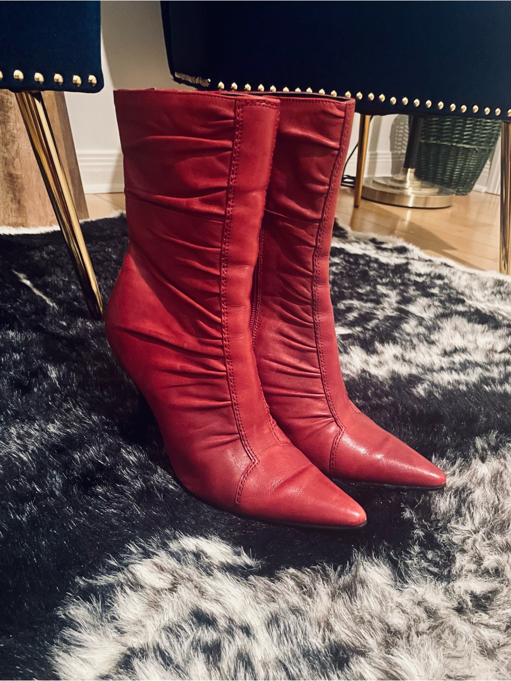 Apostrophe Red Genuine Leather Boots 7.5